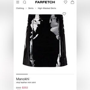 MANOKHI genuine leather Black High-Waisted Vinyl Mini Skirt